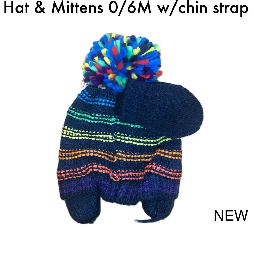 Cat & Jack Toddler's Beanie/Hat and Mitten Set- Size: 0-6 Months